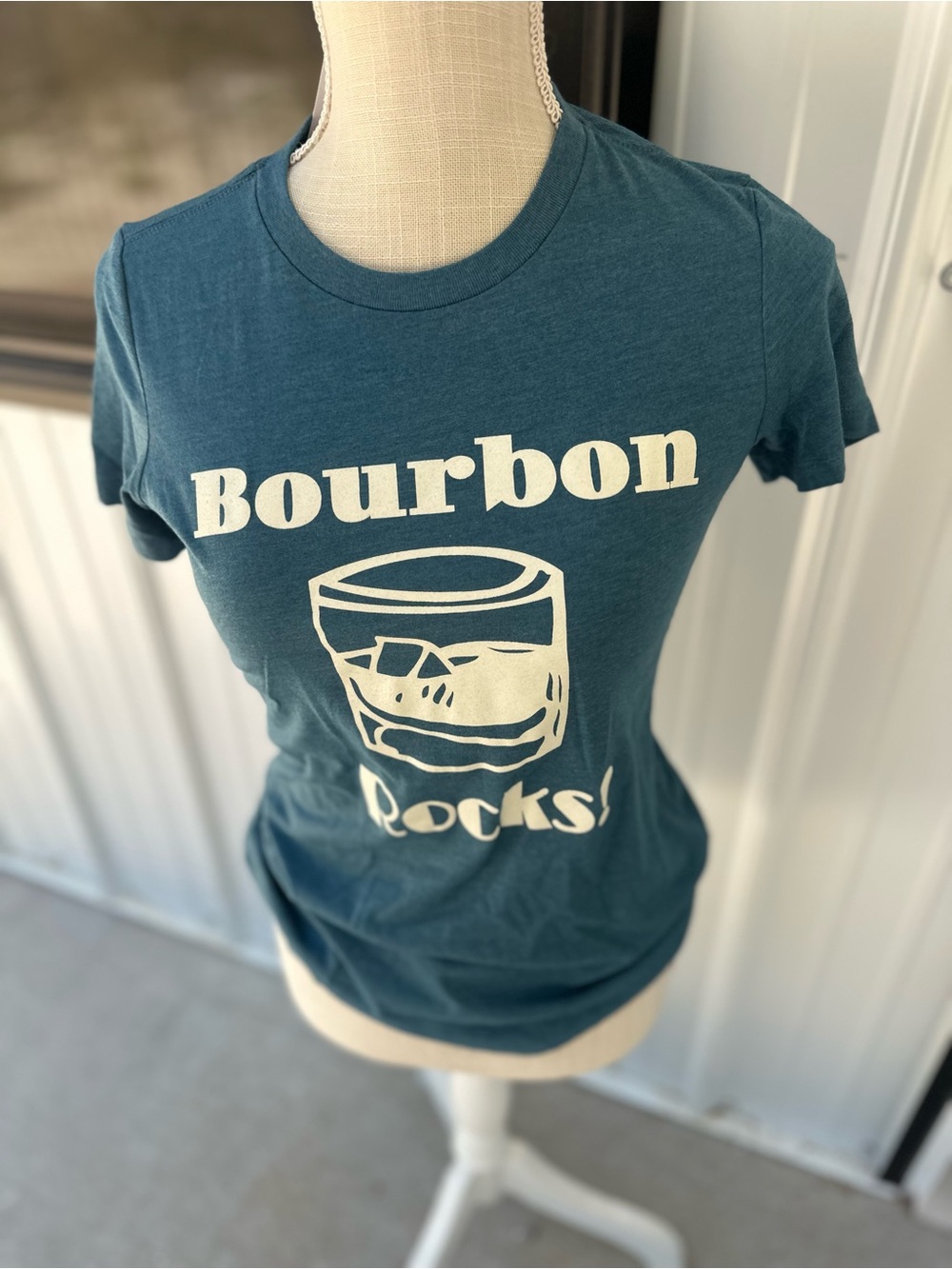 Metro Teal Graphic 'Bourbon Rocks' Short Sleeve Tee